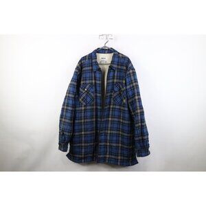 AS IS Vtg 90s Streetwear Mens 3XL Deep Pile Fleece Lined Flannel Shirt Jacket